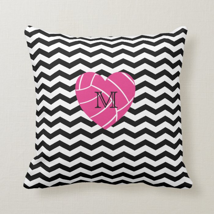 Monogram Pink Heart Volleyball Pillow