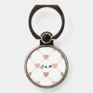 Monogram Pink Hearts Valentines Gift Phone Stand 