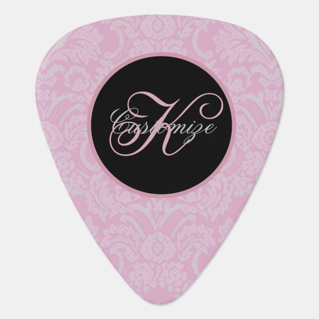 Monogram Pink Lace Guitar Pick (Front)