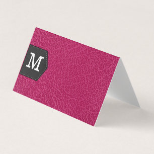 Monogram Pink Leather and Patch Business Card