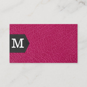 Monogram Pink Leather and Patch Business Card
