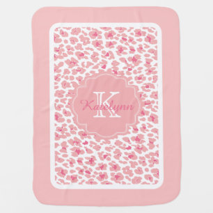 Monogram Pink Leopard Print Custom Baby Blanket