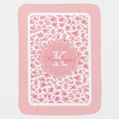 Monogram Pink Leopard Print Custom Baby Blanket