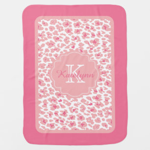 Monogram Pink Leopard Print Custom Baby Blanket