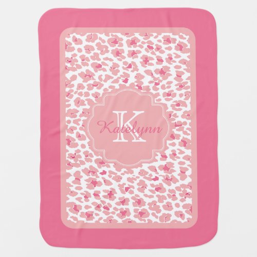 Monogram Pink Leopard Print Custom Baby Blanket