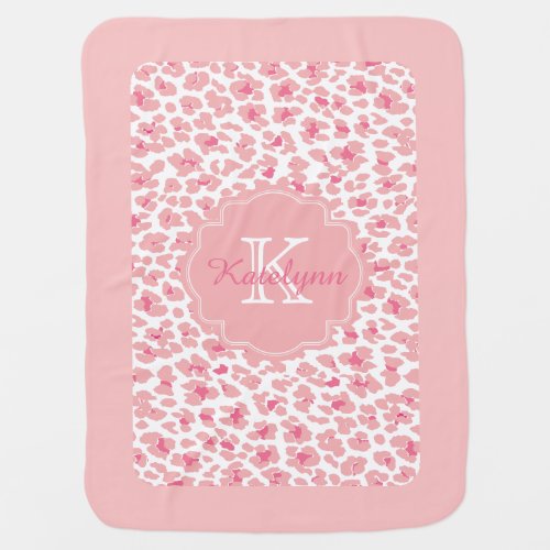 Monogram Pink Leopard Print Custom Baby Blanket