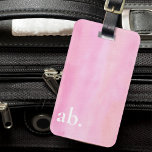 Monogram Pink Luggage Tag<br><div class="desc">This stylish luggage tag design features a pink watercolor background.
Easily customizable with your initials in modern white typography.
Original Watercolor © Michele Davies.</div>