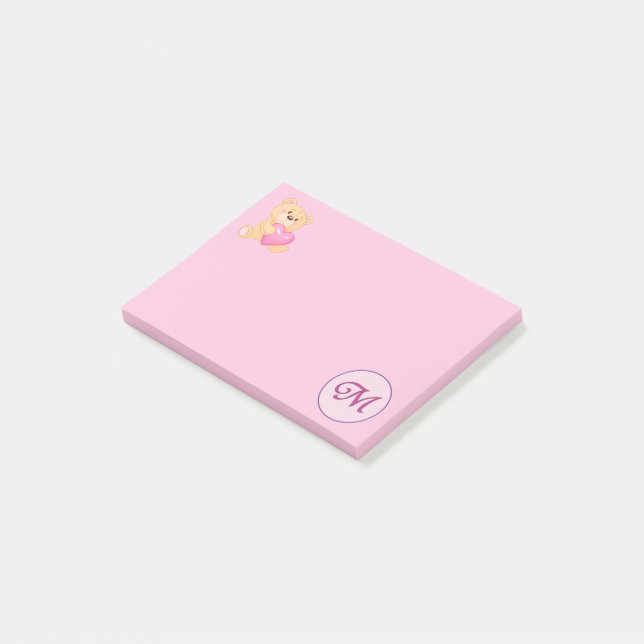 Monogram Pink M Post-it Notes (Angled)