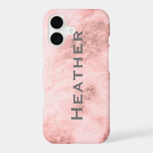 Monogram Pink Marble Background Iphone Case (Back)