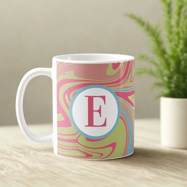 Monogram Pink Marble Coffee Mug (Creator Uploaded)