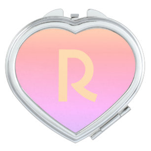 Monogram Pink Modern Heart Compact Mirror