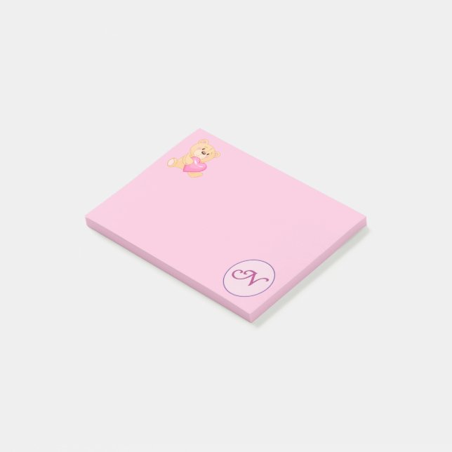 Monogram Pink N Post-it Notes (Angled)