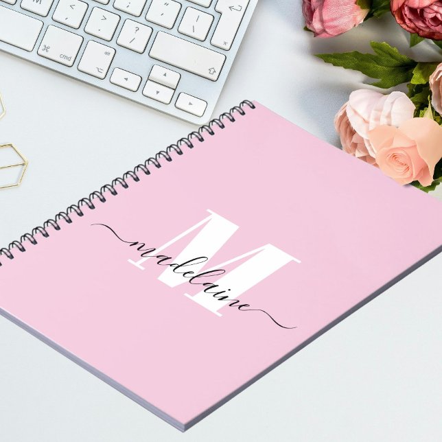 Monogram Pink Notebook  Custom Initial & Name (Creator Uploaded)