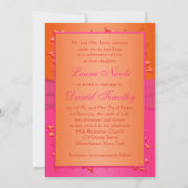 Monogram Pink, Orange Floral Joined Hearts Invite (Back)
