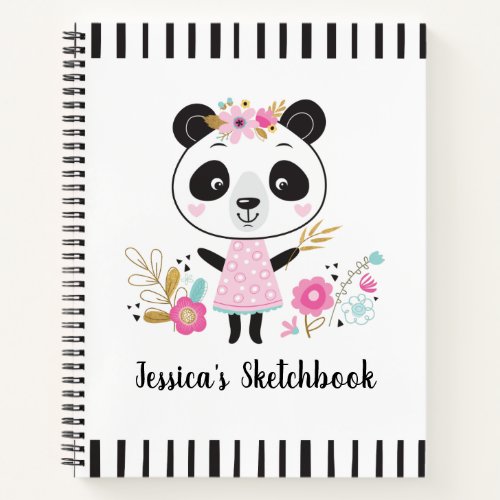 Monogram Pink Panda Artist Sketchbook Notebook