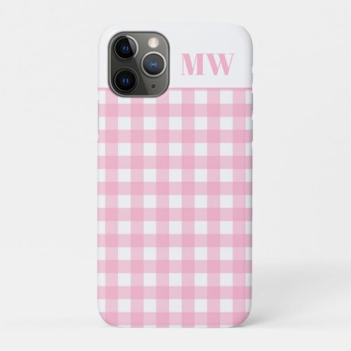 Monogram Pink Plaid iPhone 11 Pro Case