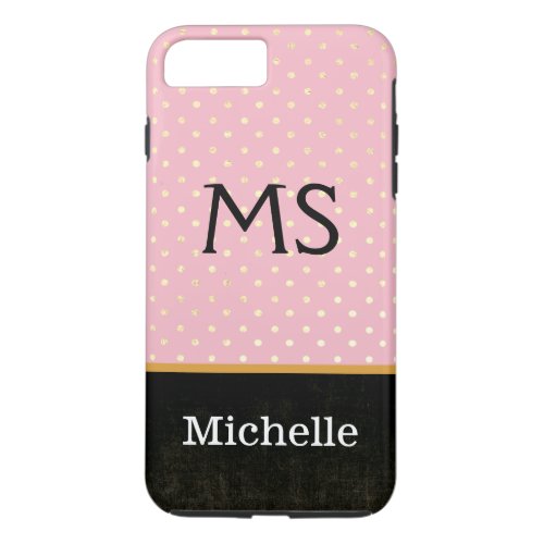 Monogram Pink Polka Dots Grunge iPhone 8 Plus7 Plus Case