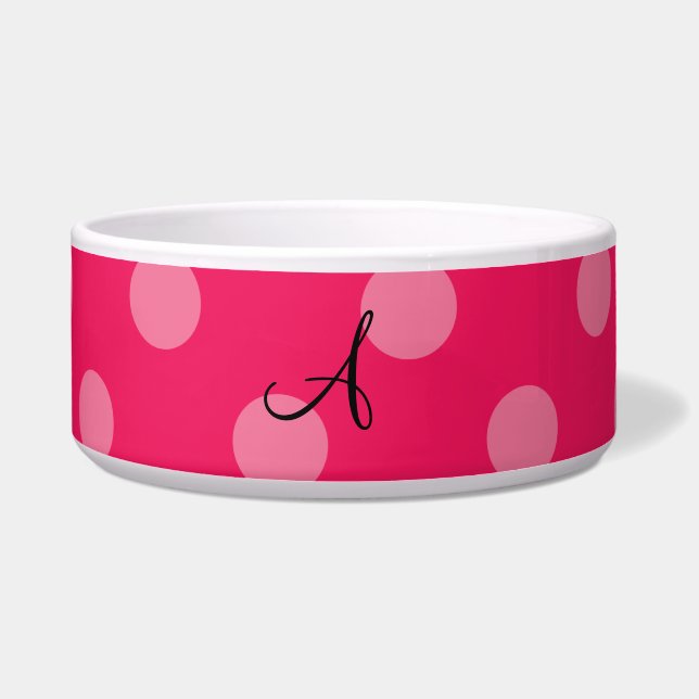 Monogram Pink polka dots pattern Bowl (Front)