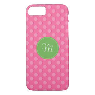 Monogram Pink Polka Dots Pattern iPhone Case
