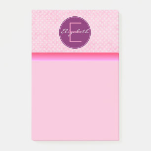 Monogram Pink Polka Dots Post-it Notes