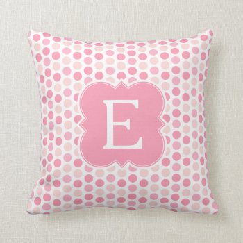 Monogram Pink Polka Dots Toss Pillow by whimsydesigns at Zazzle
