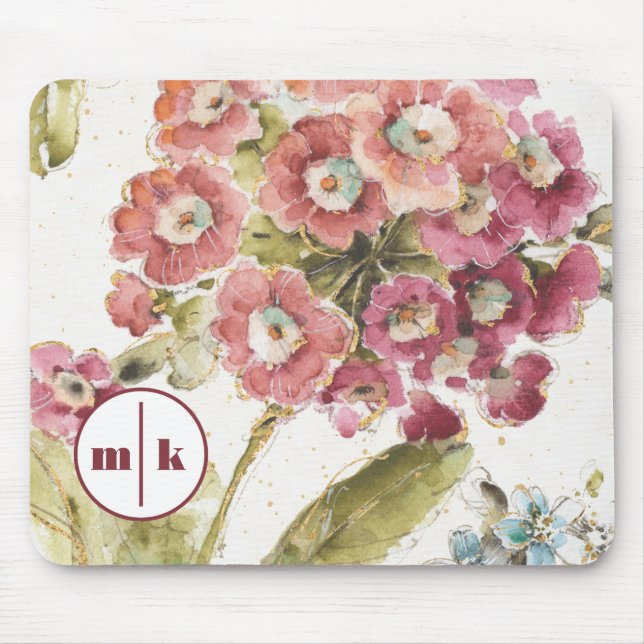 Monogram | Pink Primrose Mouse Pad (Front)