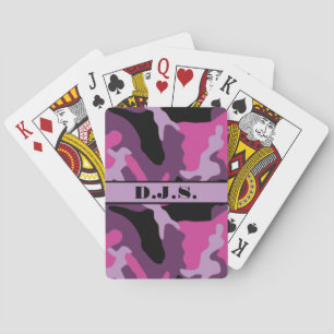 Monogram Pink, Purple, Black Camo Playing Cards