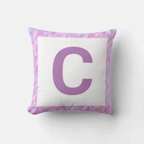 MONOGRAM PINK PURPLE MERMAID TRIM Cushion Pillow