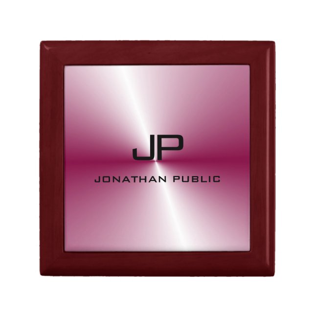 Monogram Pink Purple Template Custom Elegant Gift Box (Front)