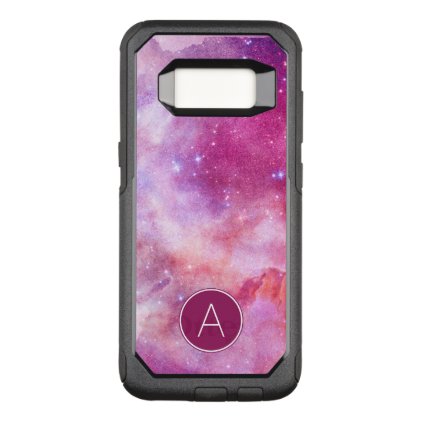 Monogram Pink &amp; Purple Watercolor Abstract Galaxy OtterBox Commuter Samsung Galaxy S8 Case