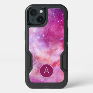 Monogram Pink & Purple Watercolor Abstract Galaxy iPhone 13 Case