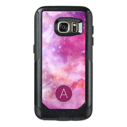 Monogram Pink &amp; Purple Watercolor Abstract Galaxy OtterBox Samsung Galaxy S7 Case