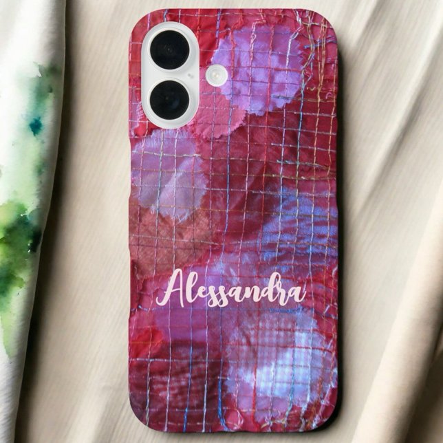 Monogram pink red purple abstract pattern  iphone case (Creator Uploaded)
