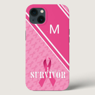 Monogram Pink Ribbon Breast Cancer Survivor iPhone 13 Case