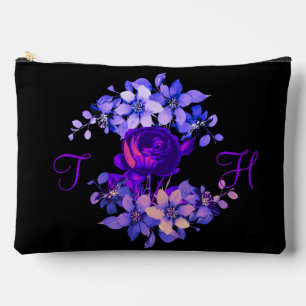 Monogram Pink Rose Elegant Custom  Accessory Pouch