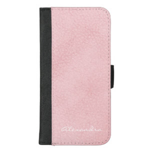 Monogram Pink Rose Gold Faux Leather iPhone 8/7 Plus Wallet Case