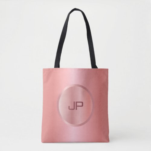 Monogram Pink Rose Gold Modern Template Trendy Tote Bag