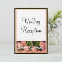 Monogram Pink Roses Wedding Family Friends