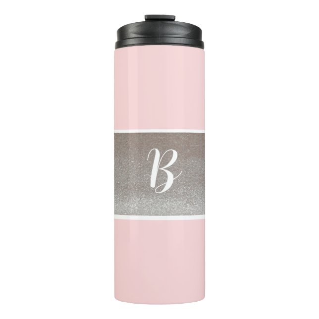 Monogram Pink Sparkle Thermal Tumbler  (Front)