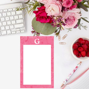 Monogram Pink Stationary Stationery by Cardgallery at Zazzle