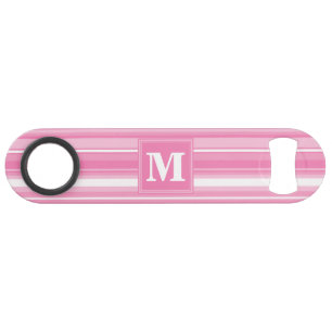 Monogram pink stripes bar key