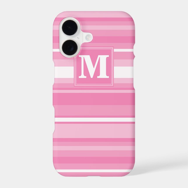 Monogram pink stripes Case-Mate iPhone case (Back)