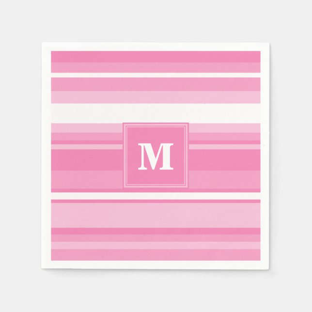 Monogram pink stripes napkins (Front)