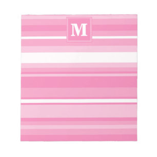 Monogram pink stripes notepad
