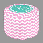 Monogram Pink Teal Personalized Chevron Girls Pouf