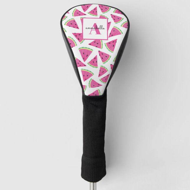 Monogram Pink Tropical Watermelon Pattern Golf Head Cover (Front)