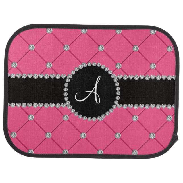 Monogram pink tuft diamonds car mat (Rear)