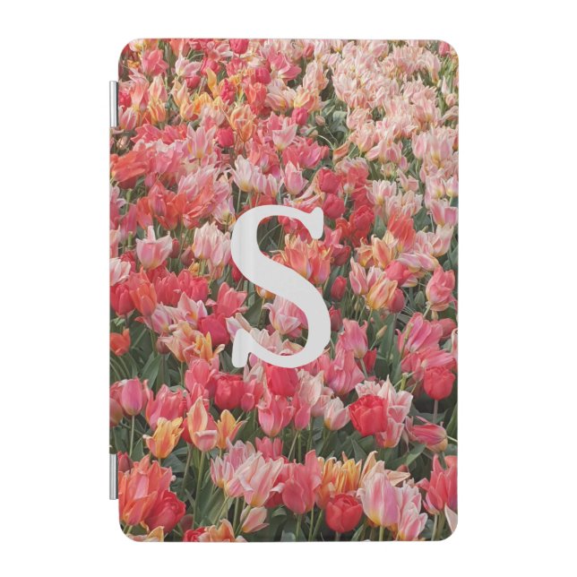 Monogram Pink Tulip Flower iPhone Case (Front)