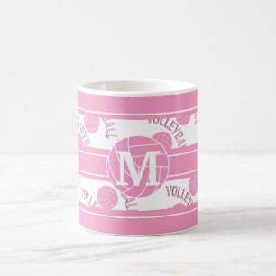 Monogram Pink Volleyball Coffee Mug