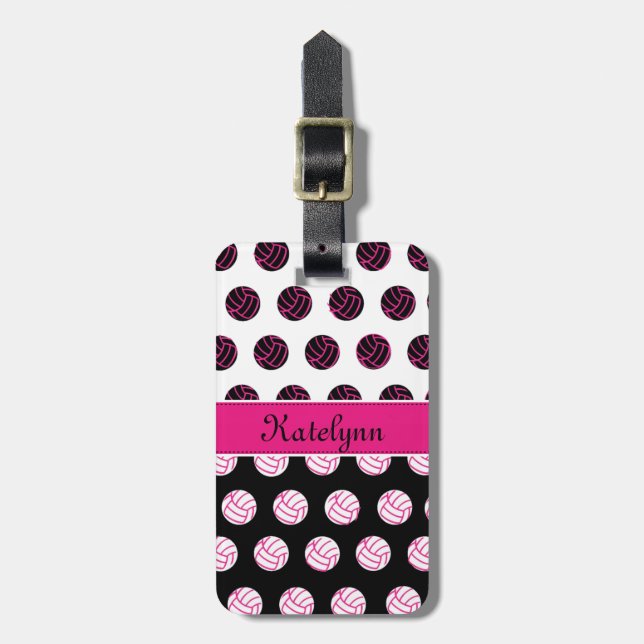 Monogram Pink Volleyball Luggage Tag (Front Vertical)